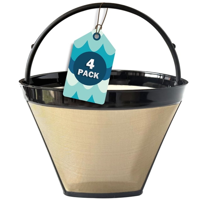 Cestlaive Filtro Permanente Reutilizable para Café Canasta de Cono Dorado #4, Repuesto para Cafetera Cuisinart (Paquete de 4)