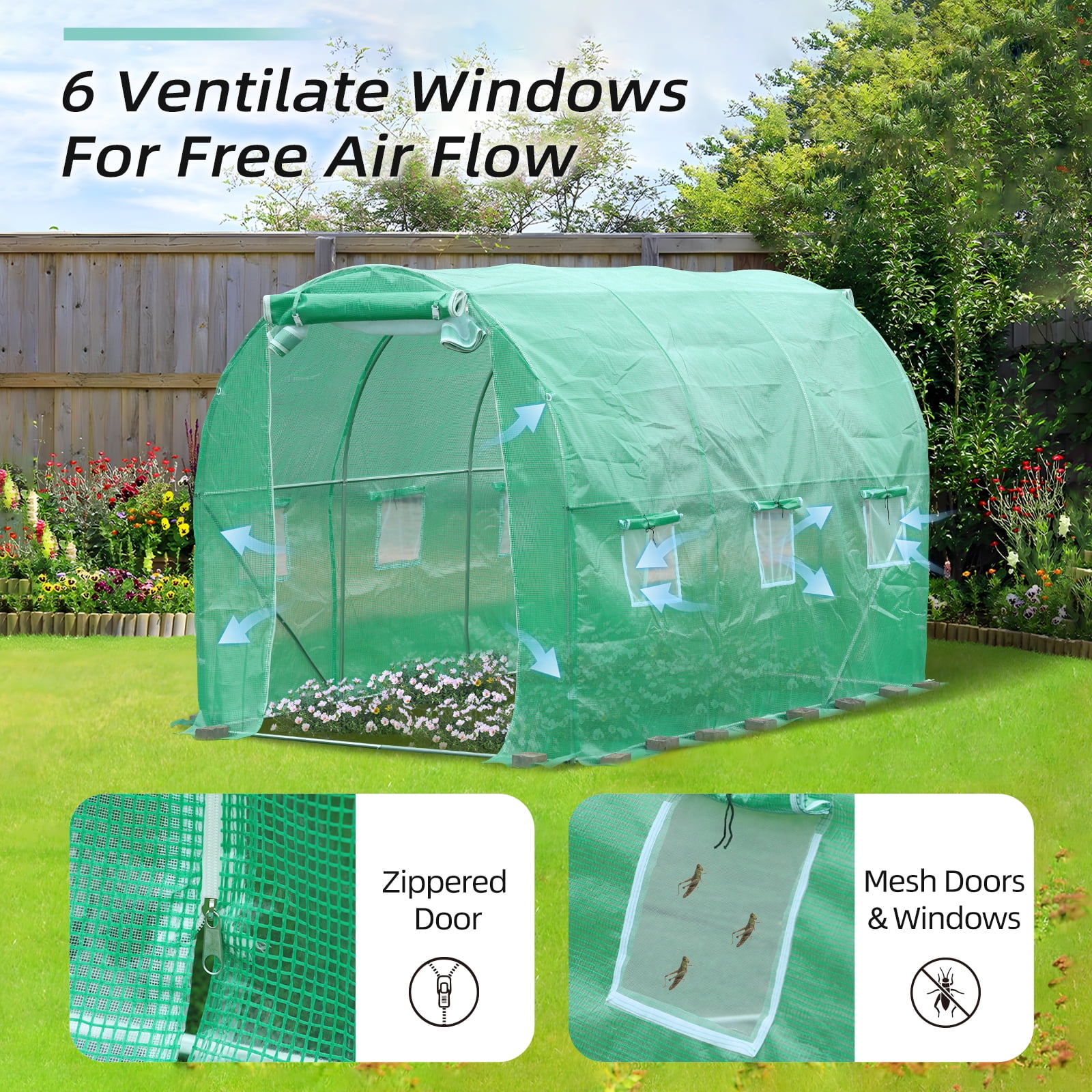 BPS Walk-in Tunnel Greenhouse Waterproof PE Replacement Cover 10x10x7 ft