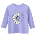 thumbnail image 4 of BRGZLK Little Girls Shirts 3/4 Sleeves Round Neck Sunflower Print Loose Fit Casual Fashion Soft Comfy Pullover T-Shirt Tops for Spring Summer 2026 Purple 11-12 Years, 4 of 5