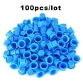 thumbnail image 2 of CIMAXIC 100pcs Ink Caps Disposable Plastic Ink Cups Permanent Eyelash Makeup Eyebrow Tattooing Pigment Container Size M (Blue),0.67"X0.47"X0.47", 2 of 4