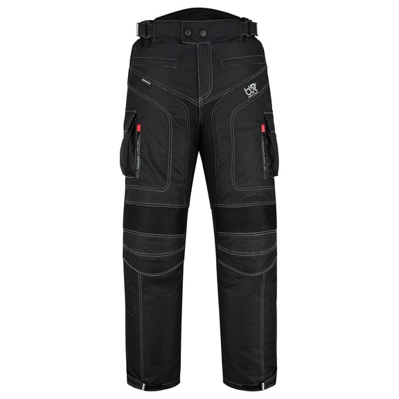 TourPro Men’s Waterproof Motorcycle Riding Pants – 600D Cordura Textile, CE Knee Armor, Removable Thermal Liner, Air Vent Zippers, Cargo Pockets Black Size-34W-32L Inseam