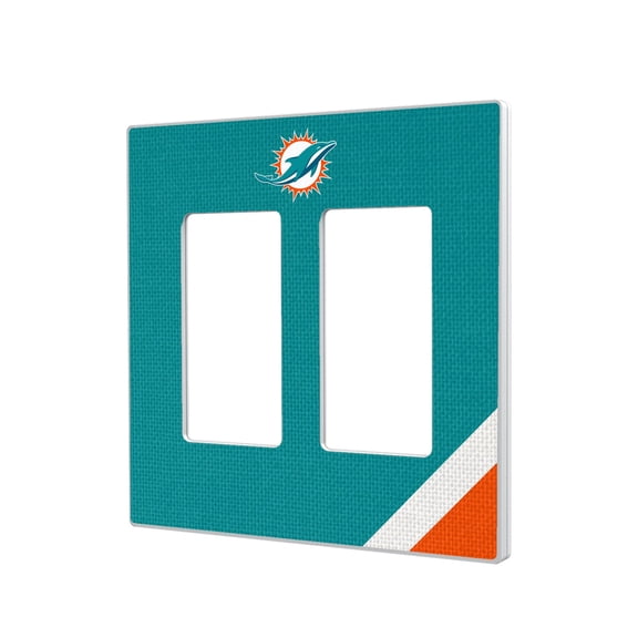 Miami Dolphins Diagonal Stripe Double Rocker Light Switch Plate