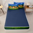 thumbnail image 3 of catabedysis Night Camping Zipper Twin Comforter Sets with Fitted Sheet and 2 Pillowcases,Campfire Camper Print Zipper Bedding Set For Boys,Multicolor,Navy Blue Reversible,4 Pieces, 3 of 7