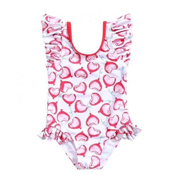 GYRATEDREAM 1-7Years One Piece Swimsuit Ruffle Strap Swimwear Summer Beach Bathing Suit Girls Summer Swimsuit