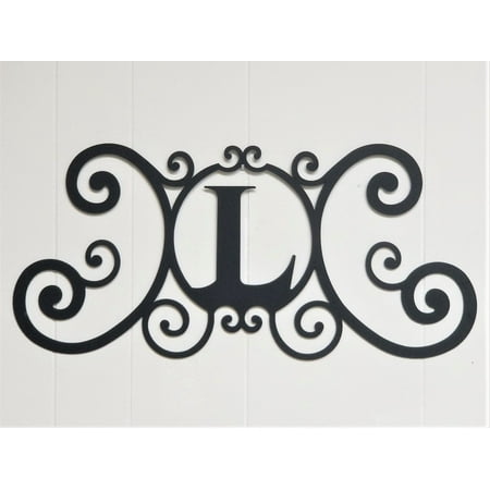 Scrolled Iron Metal Letter L Monogram Personalized Initial Wall Art Family Name Decor Plaque ...