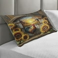 thumbnail image 2 of Ambesonne Rustic Quilted Pillowcover, Sunset Rooster Sunflowers, 36" x 20", Earth Yellow and Caramel, 2 of 2