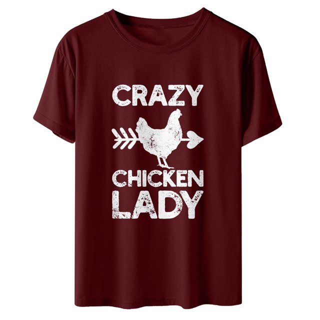 ICHUANYI Clearance Womens Work Tops Short Sleeve Out Blouse Farmer Funny Letter Print Shirt T-Shirt Tops(Wine, S) ICHUANYI WER2023081207190
