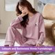 thumbnail image 5 of juego de pijama para mujer, ropa de dormir de manga larga, con almohadilla para el pecho, conjuntos de salón para mujer, conjuntos de cuello L (4 estilos), 5 of 5