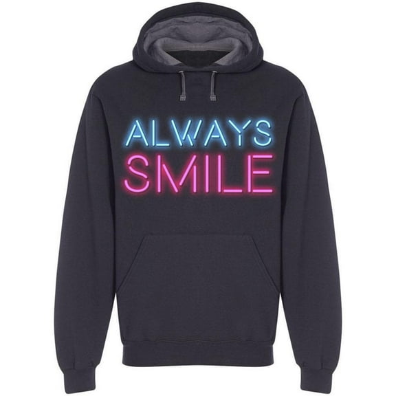 Always Smile Neon Sign Design Hoodie Men -Image by Shutterstock, Male Small