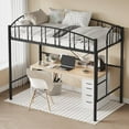 thumbnail image 4 of Loft Bed Twin Size with Ladde and Arched Guardrail, Heavy Duty Metal Loft Bed Frame for Kids and Adults, Sturdy Steel Slats Support, Small Space Saving Design, No Box Spring Needed, Black, 4 of 8