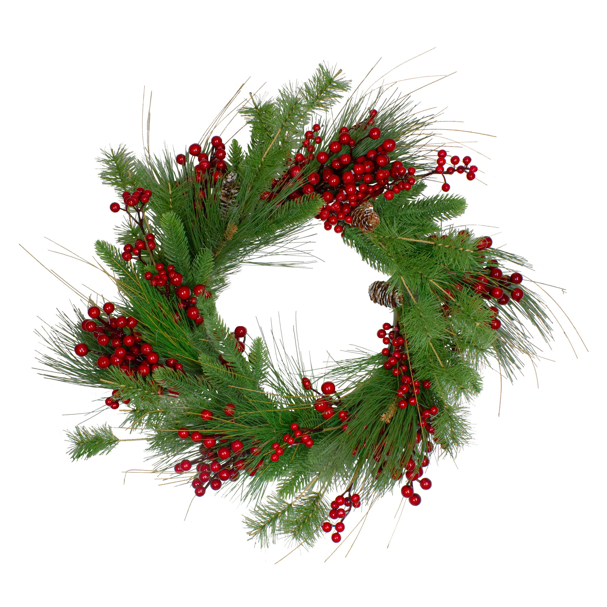 Artificial 24" red berry green leaves Leaf wreath 24 inch for Christmas decor A 