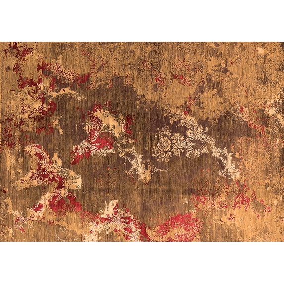 Ahgly Company Indoor Rectangle Oriental Orange Industrial Area Rugs, 3' x 5'