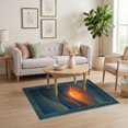 thumbnail image 3 of ODIKA 4'x6' Ultra-Soft Area Rug, Abstract Distressed Sunset Ridge Border Round Wave Landscape Refined Structured None Washable, Bare feet friendly, Silk-Touch for Bedroom Home office, 3 of 7