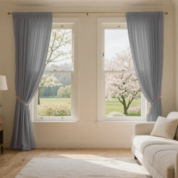 SMILETIME Velvet Curtains with Rod Pocket, Thermal Insulated Super Soft Privacy Noise Reducing Light-Filtering Velvet Curtains for Living Room Bedroom, 2 Panels