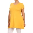 thumbnail image 3 of Women's Plus Size Loose Fit Short Sleeves Side Pockets Solid Tunic Top, 3 of 5