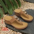 thumbnail image 5 of Caywon Women Flip Flops Thong Sandals, Metal Disc Flat Slide, Open Toe Slip On Summer, Comfortable Ladies Shoes Sandalias Mujer, 5 of 9