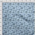 thumbnail image 3 of oneOone Cotton Jersey Medium Blue Fabric Leaves & Flower Floral Diy Clothing Quilting Fabric Print Fabric By Yards 58 Inches Wide, 3 of 4
