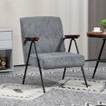 thumbnail image 2 of HOMCOM Modern Accent Chair with Wood Arms and Steel Frame for Bedroom, 2 of 10