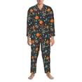 thumbnail image 3 of Salouo Autumn with Pumpkins Print Button-Front Long Sleeve Pajama Set for Men, Soft 2Pjs Men's Long Sleeve Sleepwear-XX-Large, 3 of 7