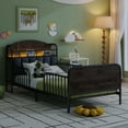 thumbnail image 3 of Euroco Metal Twin Size Platform Bed with Upholstered Headboard, Storage Shelves and LED Light, Black, 3 of 8