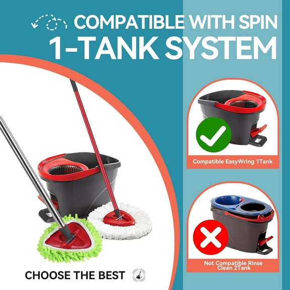 Pack Mop Heads for O-Ceda Mop, Microfiber Spin Mop Refills, 360° Rotating Cleaning Heads