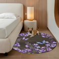 thumbnail image 3 of Purple Flowers Round Rug 3ft Washable Circle Entryway Rugs Non Slip Butterfly Spring Floral Wooden Farmhouse Area Rug Indoor Floor Carpet for Bedroom Kitchen Living Room Home Office Dining Room, 3 of 8