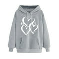 thumbnail image 2 of SEAOPEN New Year New You Juniors Hooded Sweatshirts Cute Love Heart Drawstring Hoodies with Pocket - Teen Girls Casual Long Sleeve Hoodie Sweatshirt Gray,S, 2 of 5