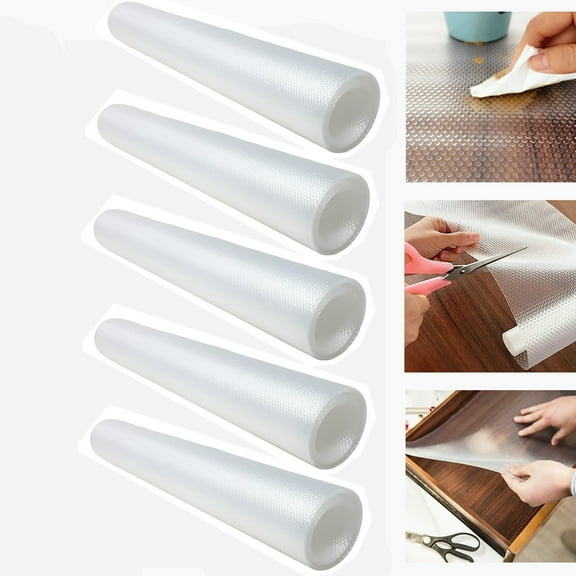 Pack of 5 EVA Shelf Drawer Liner 59 Inch x 12 Inch Non-Slip Mat, Waterproof, Clear