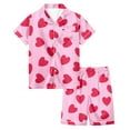 thumbnail image 2 of Toddler Silk Girls Pajamas Set Valentines Day Pjs Short Sleeve Heart Button Down Loungewear Girls Pajamas Size 2-3 Years, 2 of 4