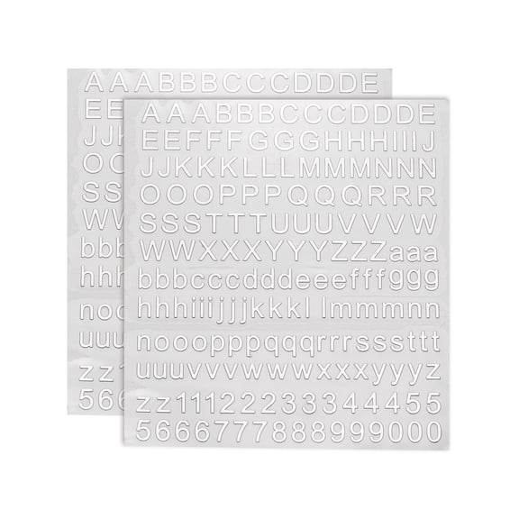 2 Sheets Letter Stickers 0.28" 3D Mini Letter Stickers Alloy Self Adhesive Alphabet Stickers (Silver)