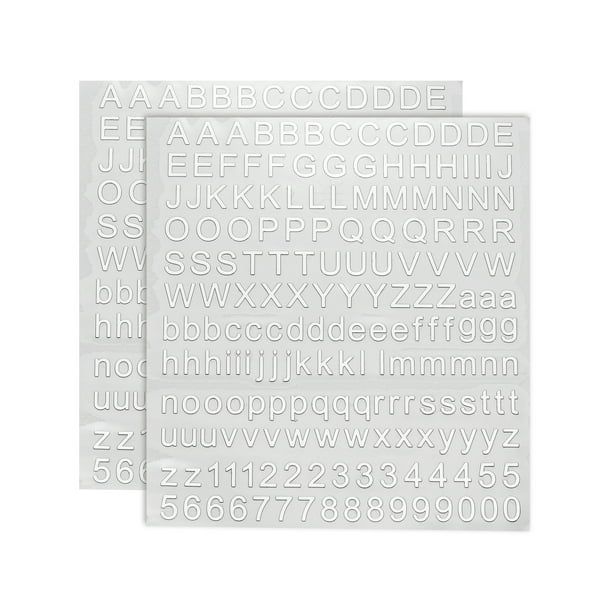 2 Hojas de Calcomanías de Letras 0.28" Calcomanías de Letras Mini 3D Calcomanías de Alfabeto Autoadhesivas de Aleación (Plata)