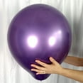 thumbnail image 1 of Conjunto de 10 globos morados de metal de cromo de 18 pulgadas KIRIKOU grandes globos redondos de látex grueso de helio para la decoración de la fiesta de graduación de la boda de cumpleaños, 1 of 5