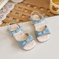 thumbnail image 4 of Viluyesy Girls Sandals Kids Summer Open Toe Daisy Flower Bow Hook and Loop Strap Flat Princess Shoes Light Blue Size 9 Toddler, 4 of 7