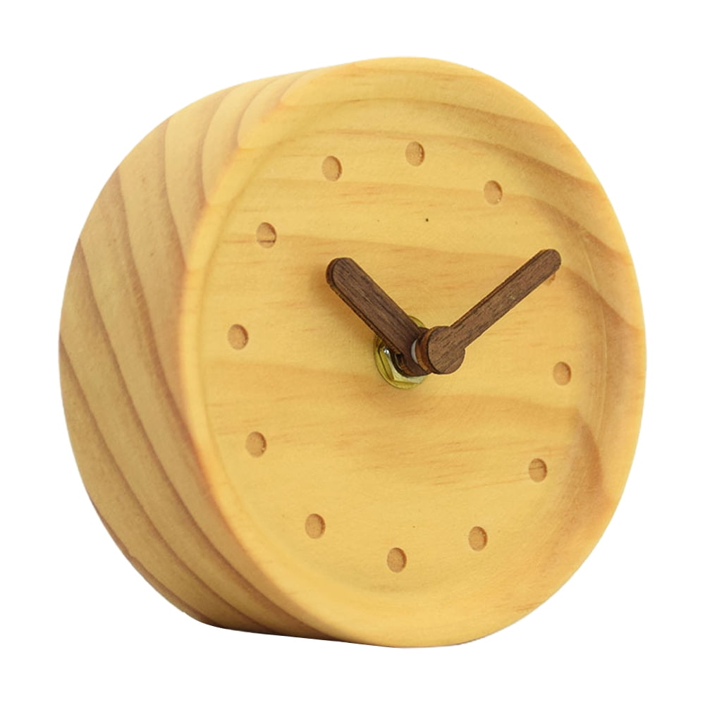 Creative solid wood alarm clock Fashion wooden needle Mute small table