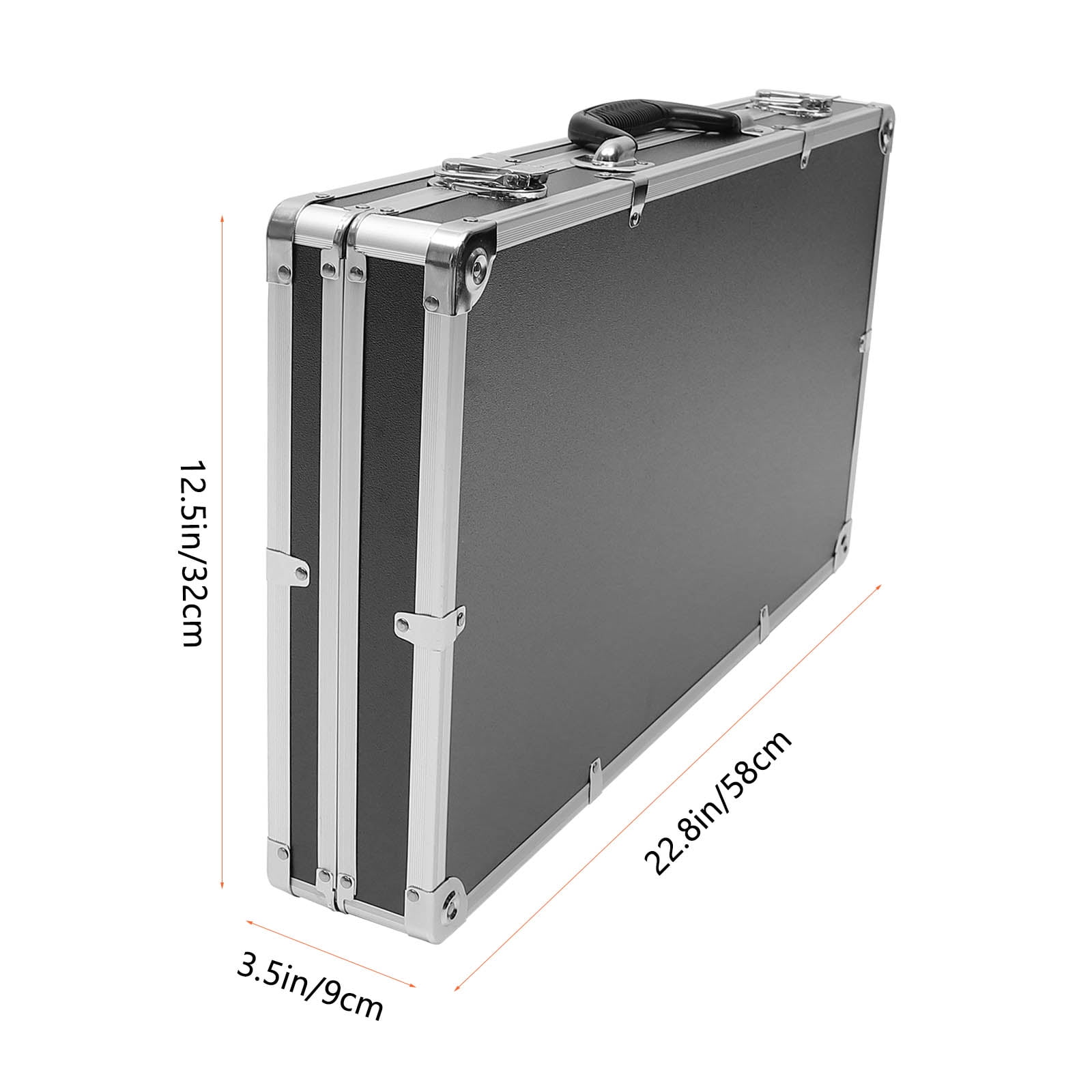 Raindrops Aluminum Tool Box Solid Durable Black with Padded Inserts for Hand Tools