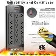 thumbnail image 5 of Surge Protector Power Strip(2100J) - 18 Outlets and 4 USB Ports (1875W/15A), 6ft Power Cord for Home, Office, Dormitory, Black, 5 of 8