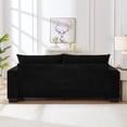 thumbnail image 3 of 78" Corduroy Sofa,3 Seater Sofa with Extra Deep Seats,Modern Upholstered Couch with USB,Cup Holders & Side Pocket,2 Pillows for Living Room,Black, 3 of 8
