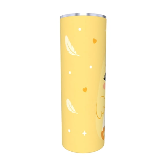 20oz Cute Yellow Chick Tumbler with Handle and Straw Cartoon Insulated Travel Coffee Cup Gift with Straw