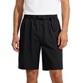 thumbnail image 2 of YFNNUP Cargo Shorts for Men Big and Tall Elastic Waist Trouser with Belt Quick Dry Hiking Pant Summer Camping Drawstring Pants Black XXXL, 2 of 10