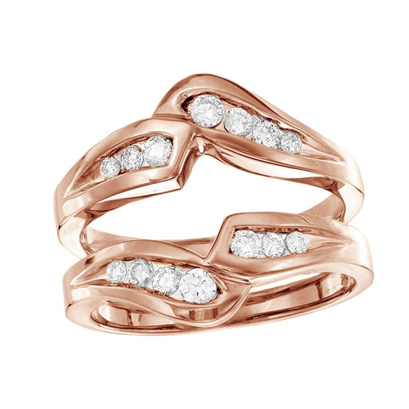 AFFY White Natural Diamond Solitaire Enhancer Ring in 14k Rose Gold (0.37 Cttw) By