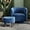 Blue, variant on Swivel Accent Chair Ottoman Set: Velvet Small Barrel Chair with Foot Rest, Modern Reading Chair Upholstered Armchair with Footrest for Living Room Bedroom Study Room Office (Pink)