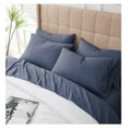 thumbnail image 4 of PaFagwy Extra Deep Pocket Bed Sheets Set, 4-Piece Ultra-Soft Microfiber Bed Sheets with 21" Deep Fitted Sheet, Oversize Flat Sheet, 2 Pillowcases, Dark Blue, 4 of 8