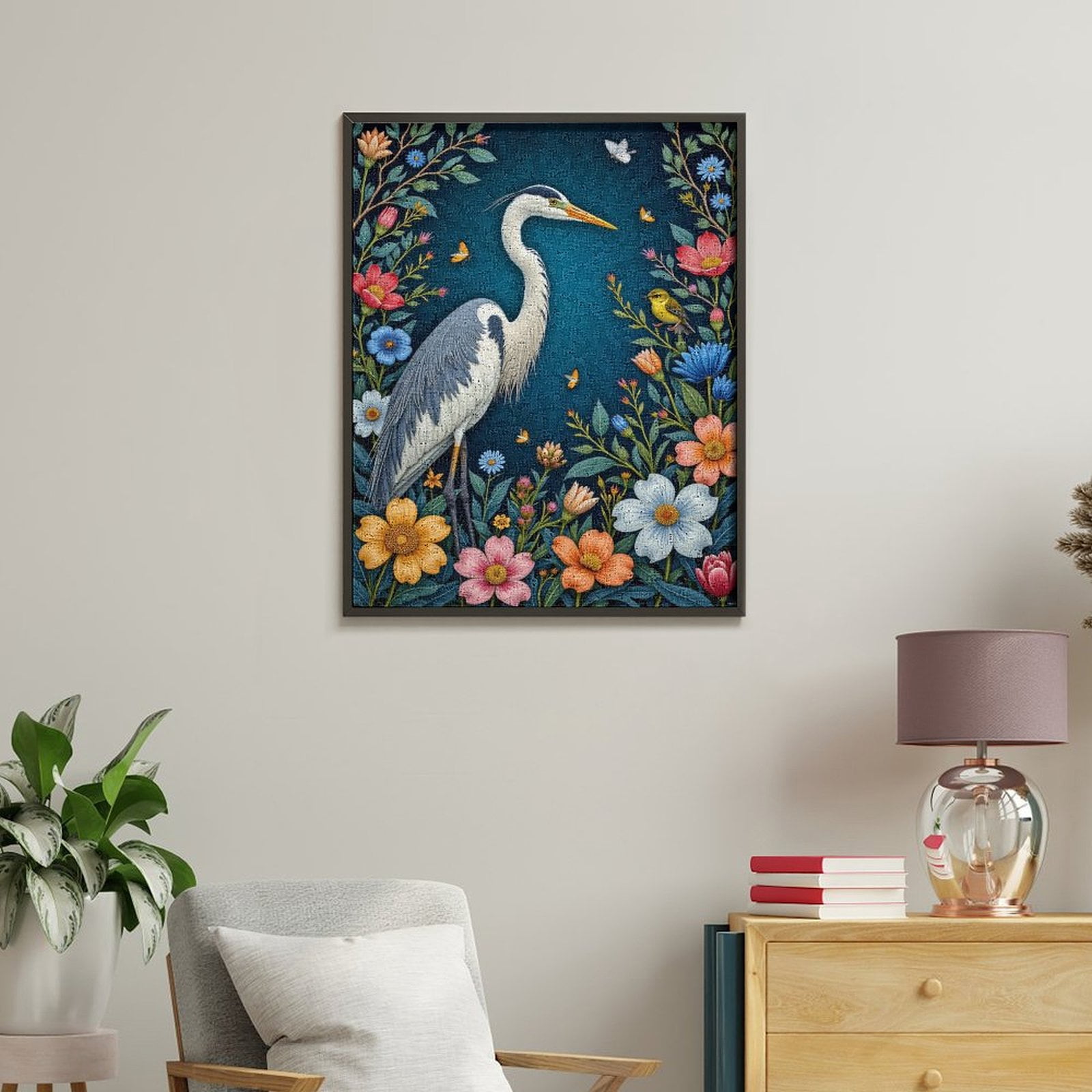 Paint By Numbers Kit for Adults Beginner - DIY Floral Bird Paradise Art Scene Canvas Painting Kits for Adults, Frameless Paint By Number for Adults for Home Wall Decor 16x20 Inch