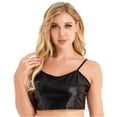 thumbnail image 6 of YiZYiF Womens Casual Patent Leather Crop Top Glossy Tank Tops Vest Clubwear, 6 of 7