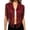 Wine, variant on cocolona Vest for Women Notch Lapel Fringe Sleeveless Cropped Jacket Vacation Party Trendy Outerwear