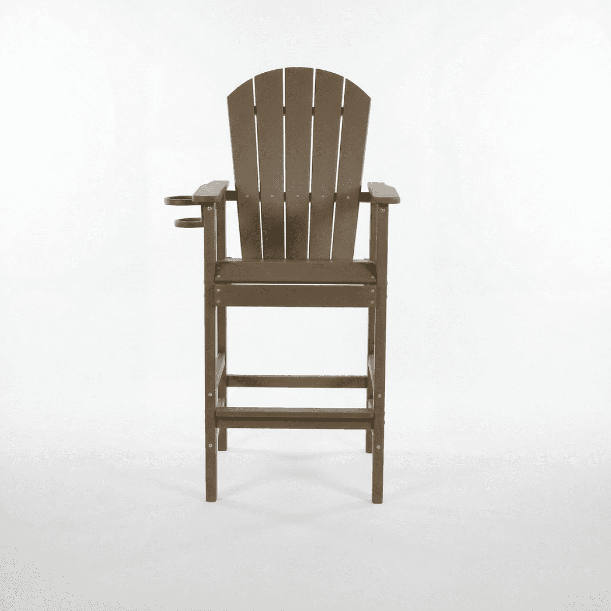 HDPE Bar Height Adirondack Chair All-Weather Outdoor Patio Chair with Cup Holder (Weathered Wood)