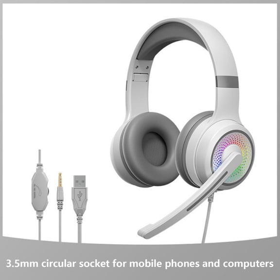 Wired Gaming Headset with Microphone, Dynamic RGB Light , Soft earcups, 3.5mm jack connection, Passive noise canceling, Plug-and-play on PC, PS4, PS5, and Xbox