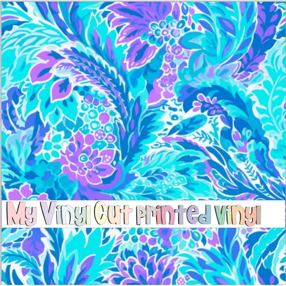 Printed Adhesive Vinyl Preppy Florals R Pattern Permanent Adhesive (Large Scale)