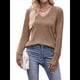 thumbnail image 2 of Camisas de Larga para Mujer, Cuello en V, Blusas Casuales de Otoño, Suéteres Holgados, Túnicas, Ropa de Moda 2025. Camello S, 2 of 9