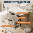 thumbnail image 4 of 24" Bathroom Vanity with Sink, Floating Bathroom Vanity with Ceramic Basin, 2 Large Storage Drawers with Gold Metal Handle, Modern Wall Mounted Bathroom Cabinet with Sink, Grey, 4 of 6